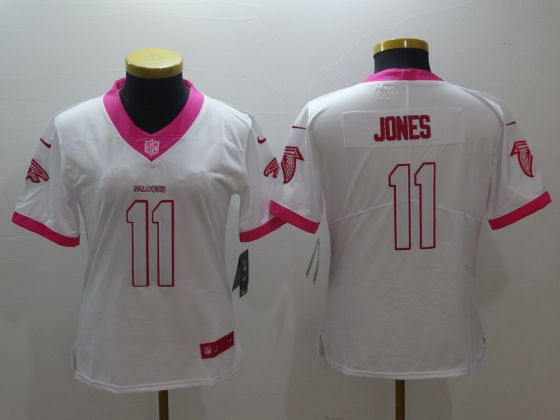 Women White Pink Limited Rush jerseys-123